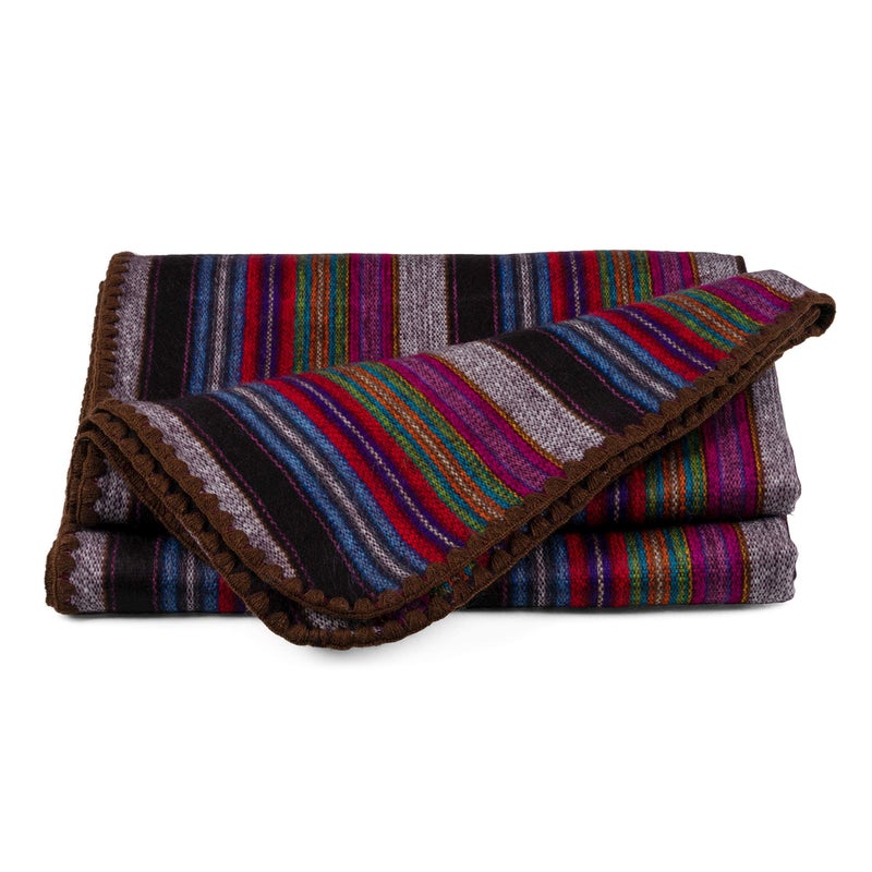 QISU Alpaca Wool Blanket Throw | Large, Beautiful, Warm, Variegated | 85 x 65 inches | Ultra-Soft, Hypoallergenic and Breathable | Non-Itchy or Scratchy (Purple Earth Variegated) - Image 3